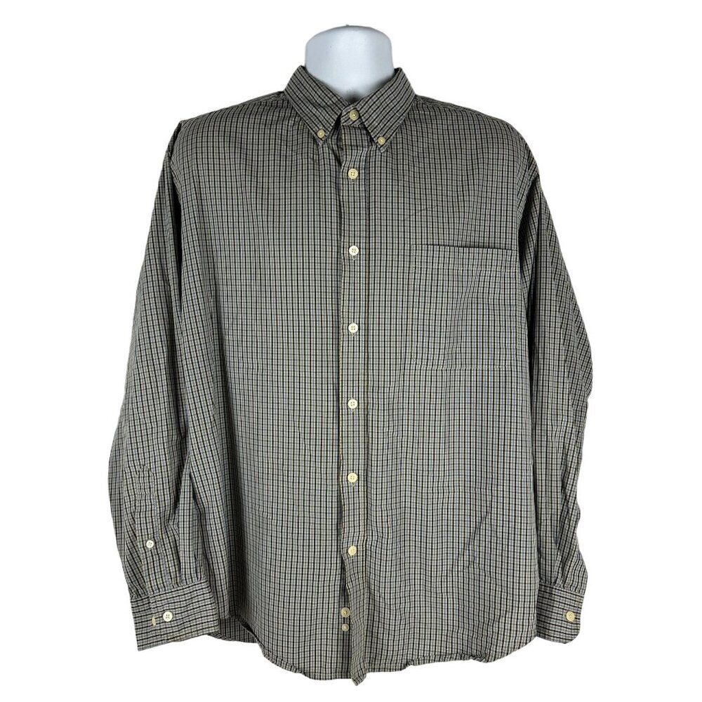 Puritan Mens Wrinkle-Resistant Button-Down Shirt Size L Blue Night Check Pattern
